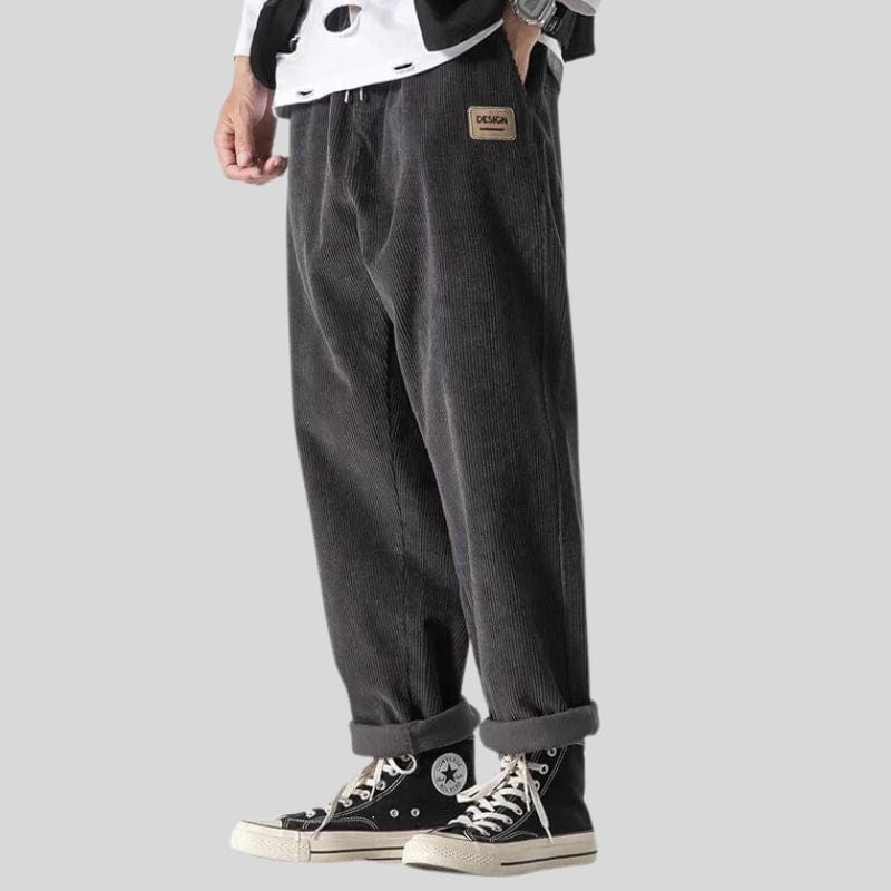 Pantalon-Velours-Cotele-Gris-Homme Pantalon-Velours-Cotelé-Gris-Homme